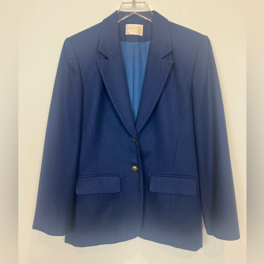 VTG Pendleton Women's Size 6 100% Virgin Wool Navy Blue Blazer Jacket USA Made